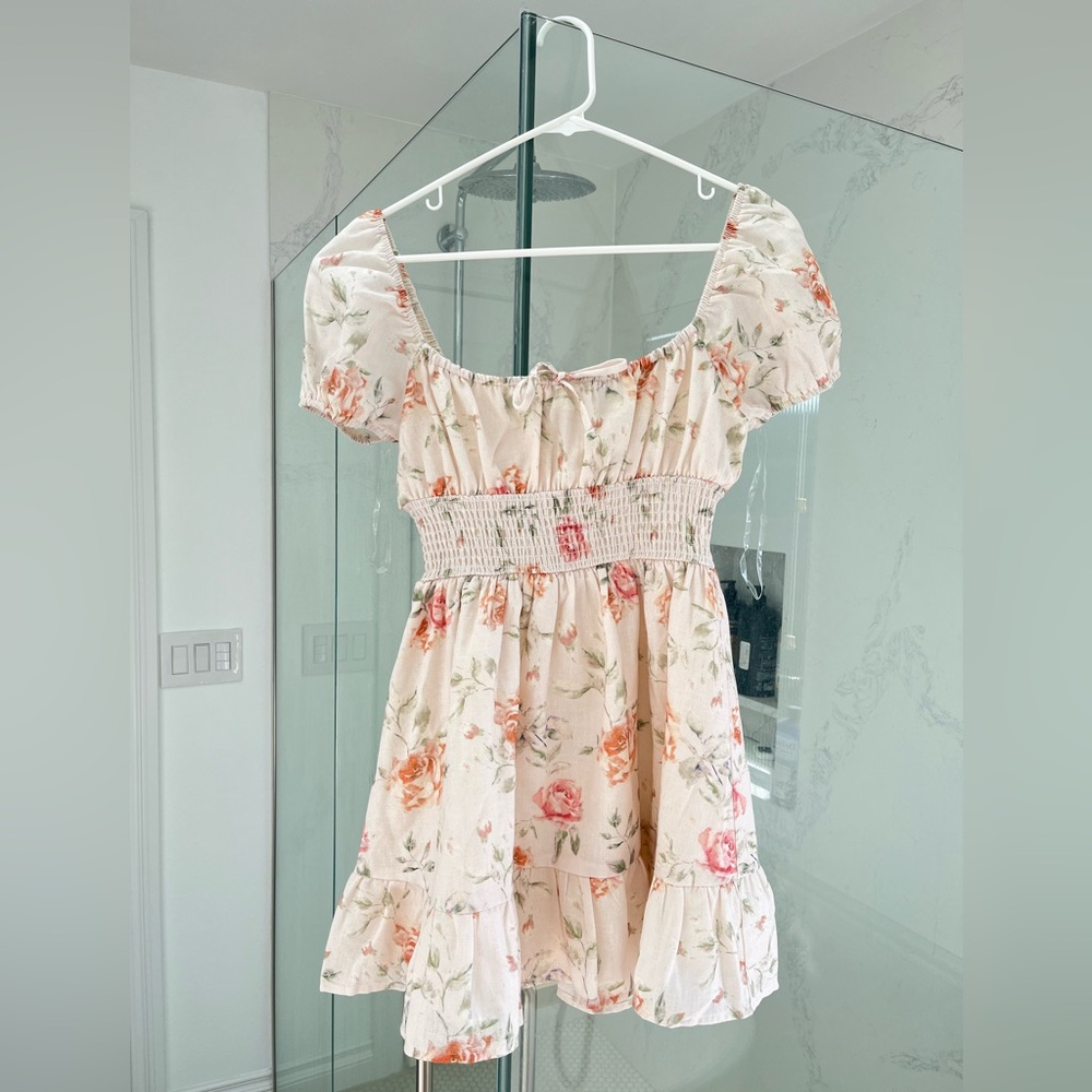 Windsor Pink Floral Puff Sleeve Mini Dress